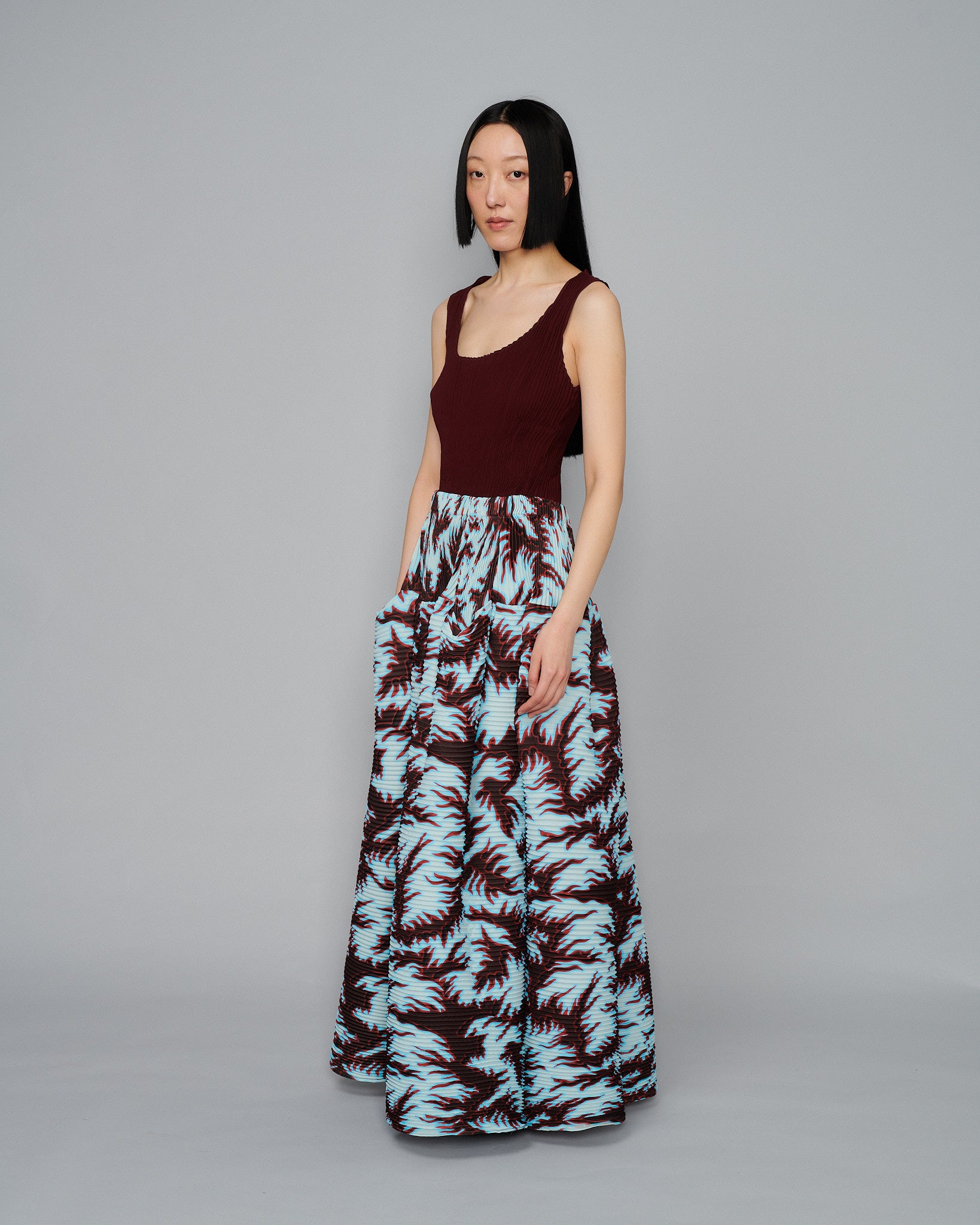 Handpleated Kenza Skirt in Grisu