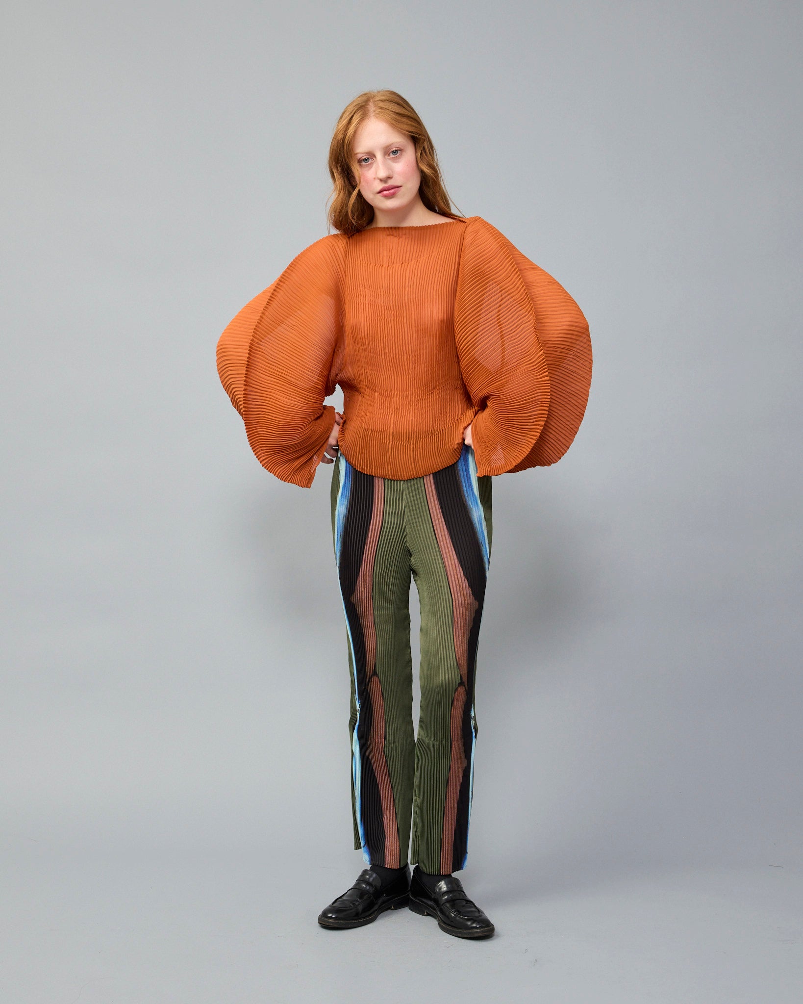 Rana Handpleated Top in Terracotta