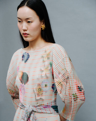 Leila Pleated Dress in Pagel