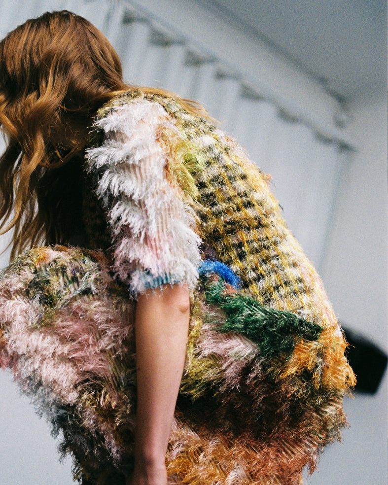 Uma Pleated Furry Dress in Diana