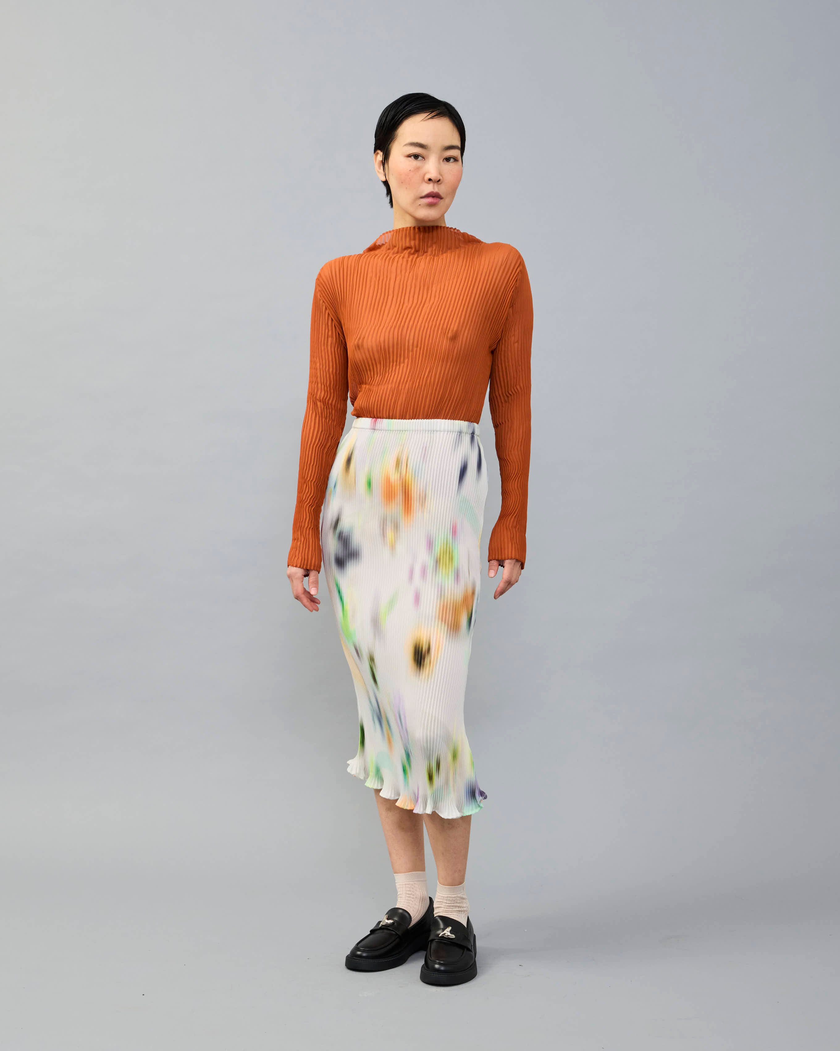 Lee Handpleated Top in Terracotta