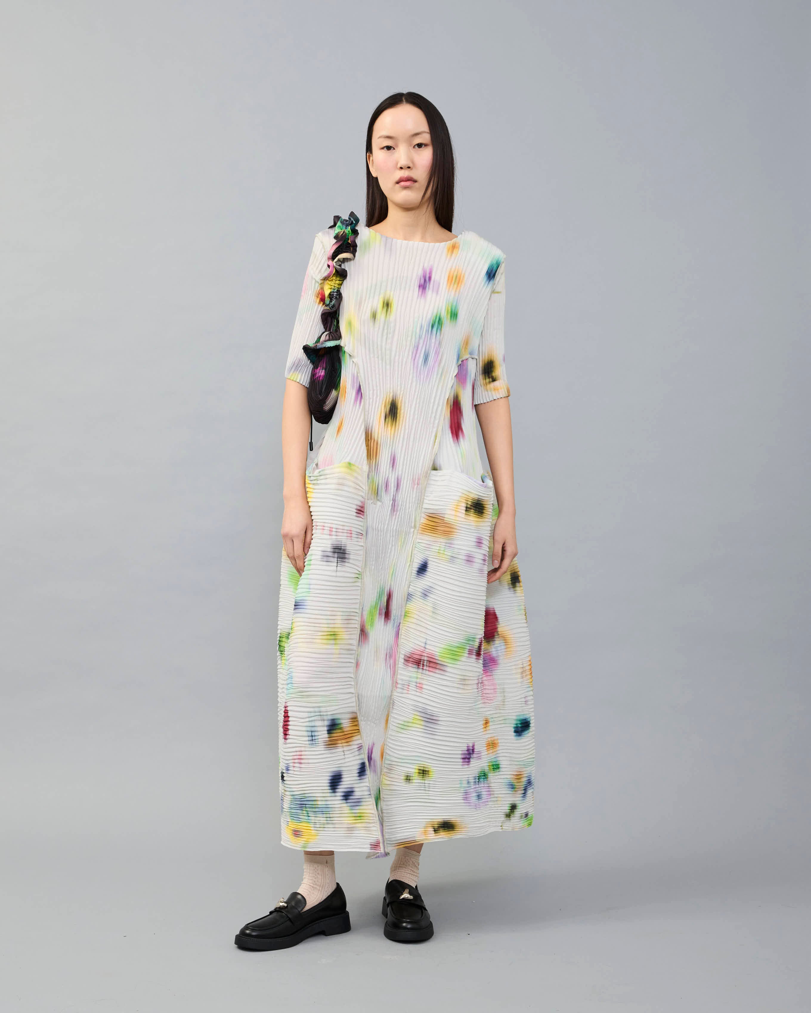 Handpleated Uma Dress in light Mayu