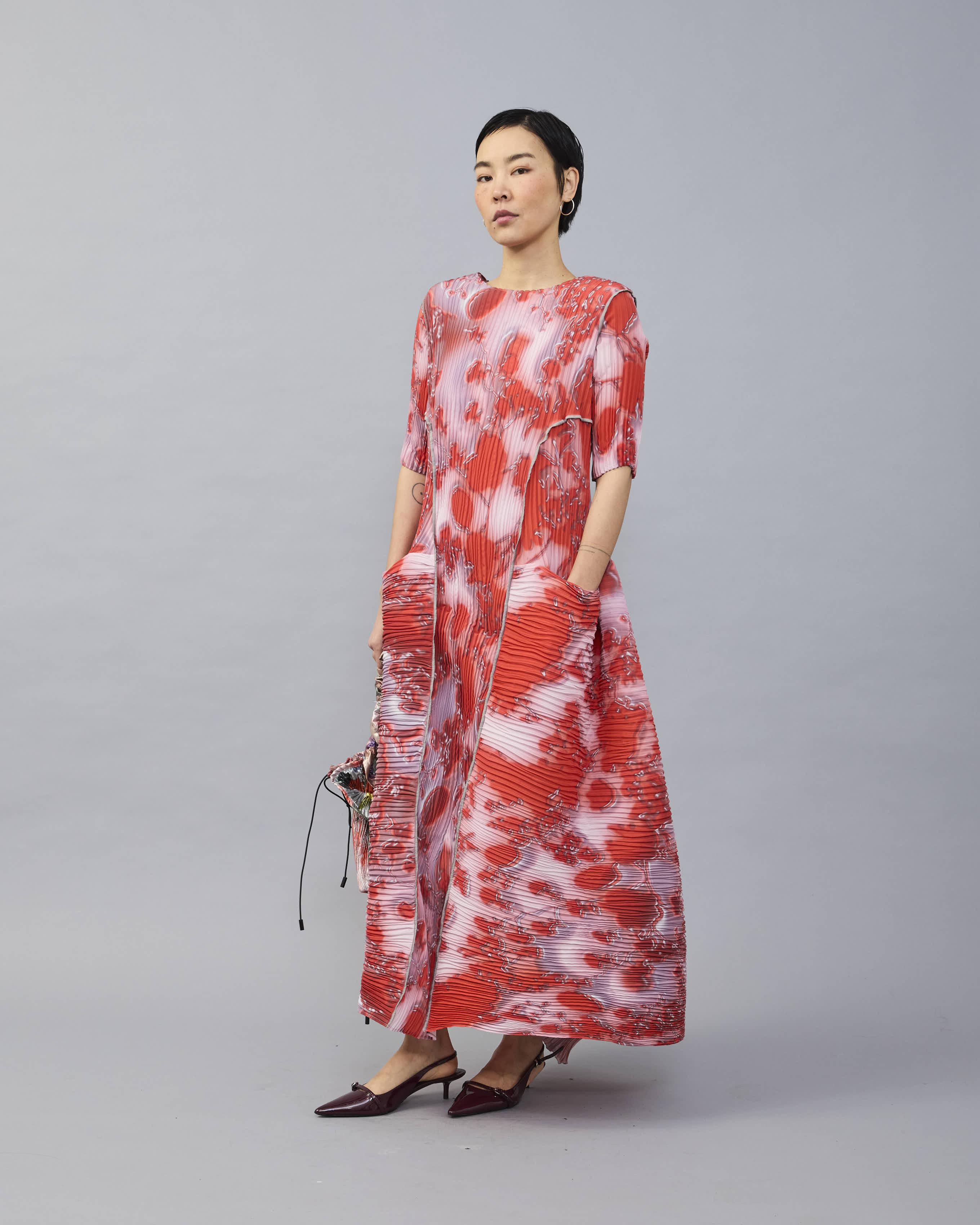 Handpleated Uma Dress in Vola