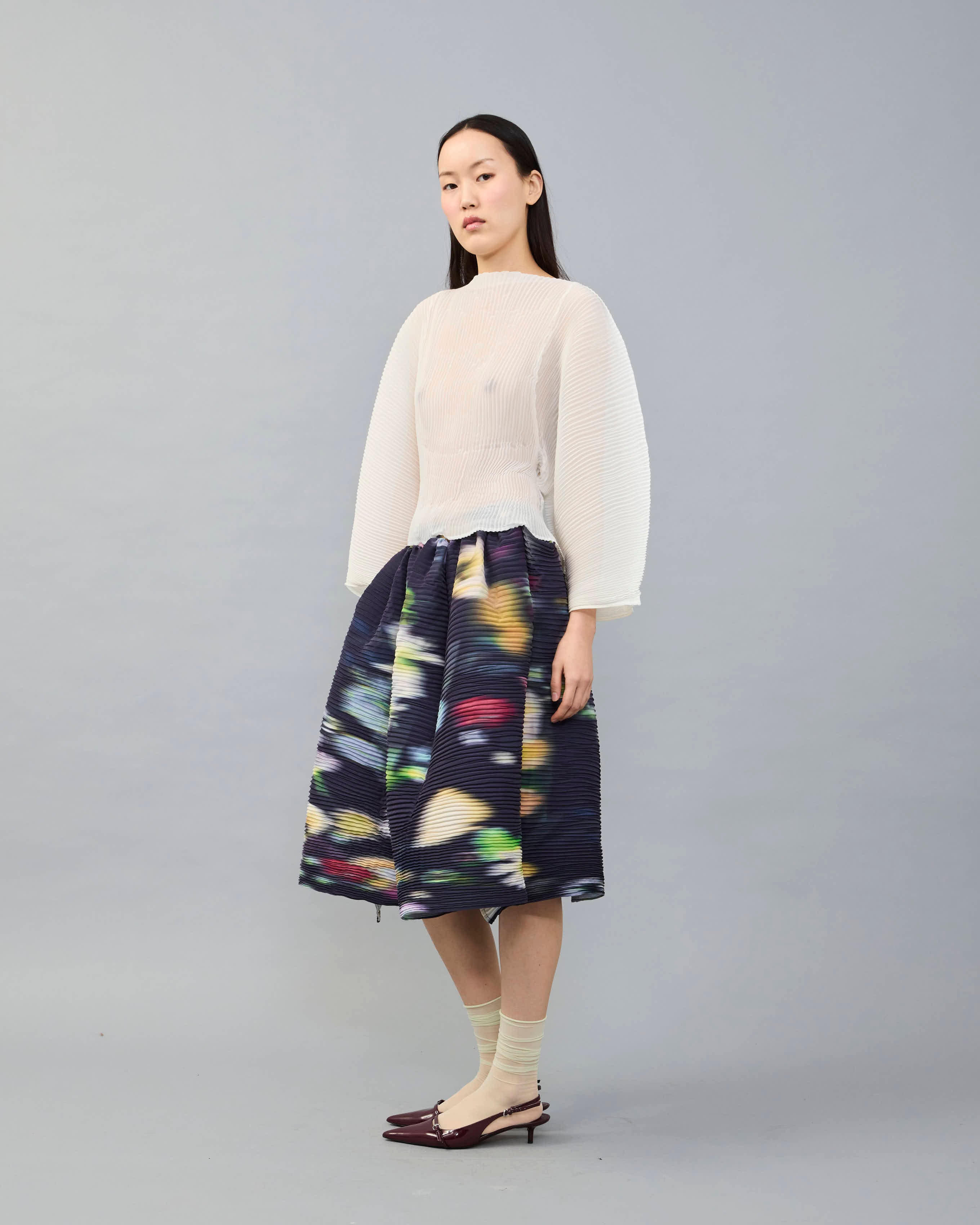 Sumia Handpleated Skirt in Mayu