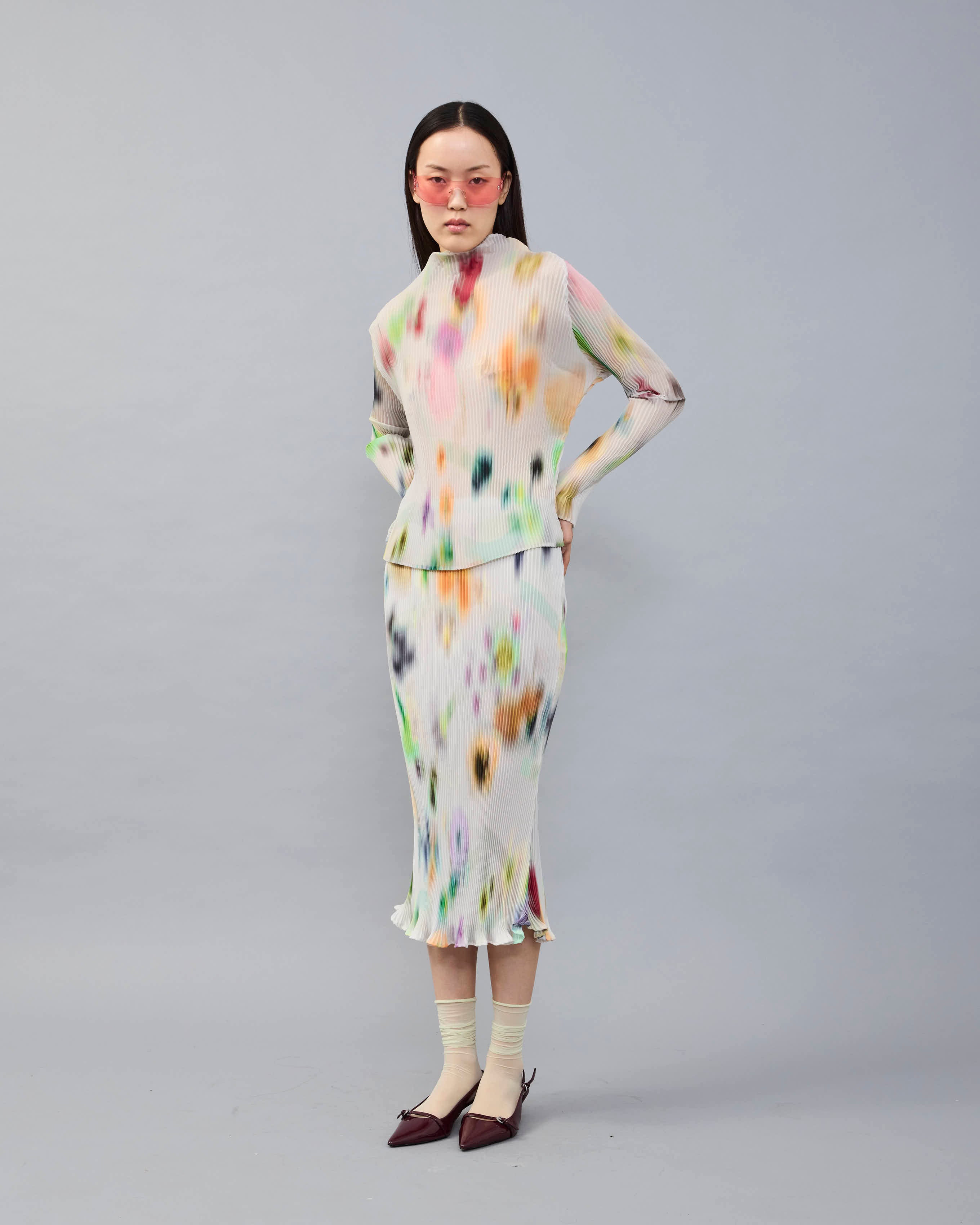 Lee Pleated Top in light Mayu