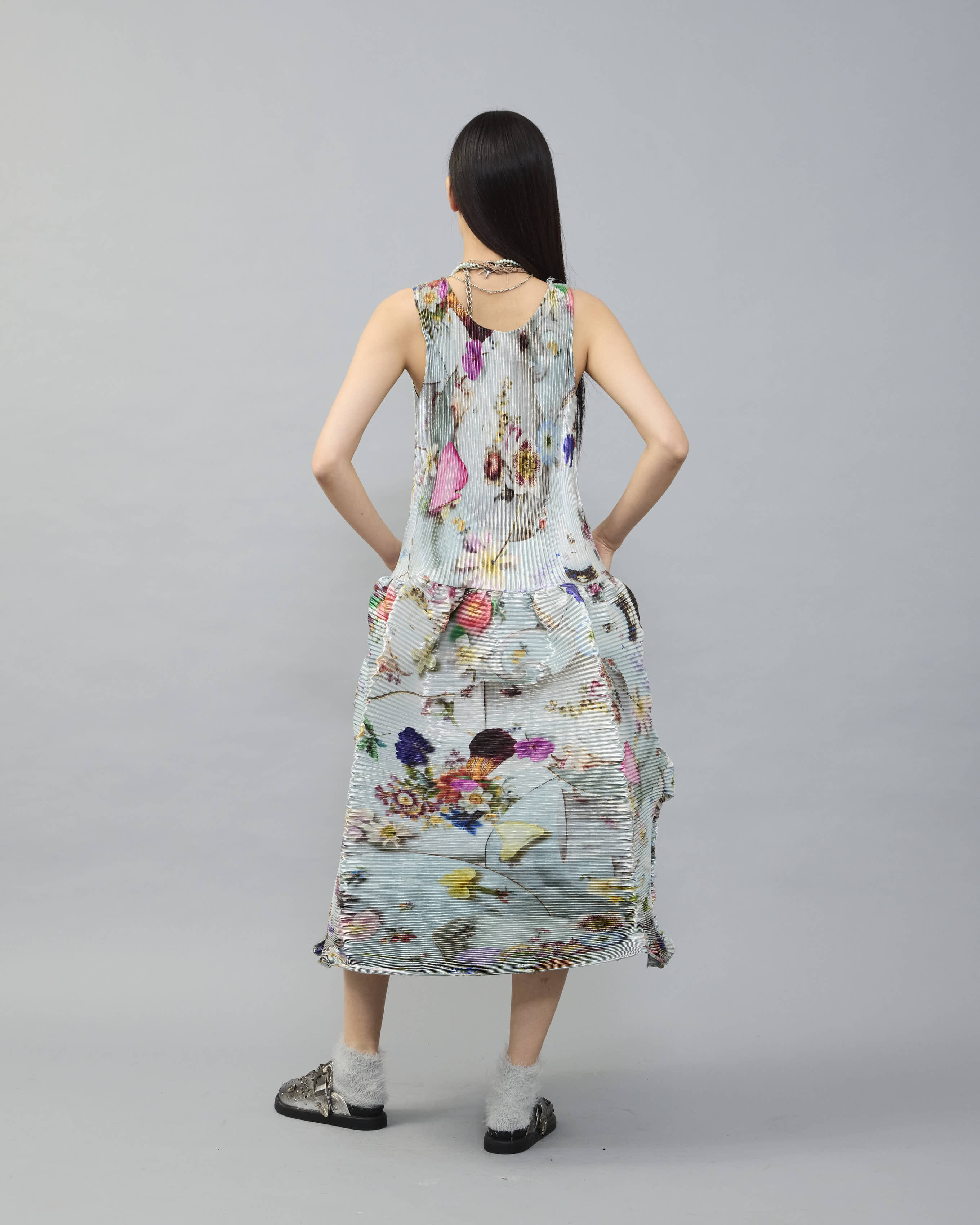 Moon Dress in Metallic Silver