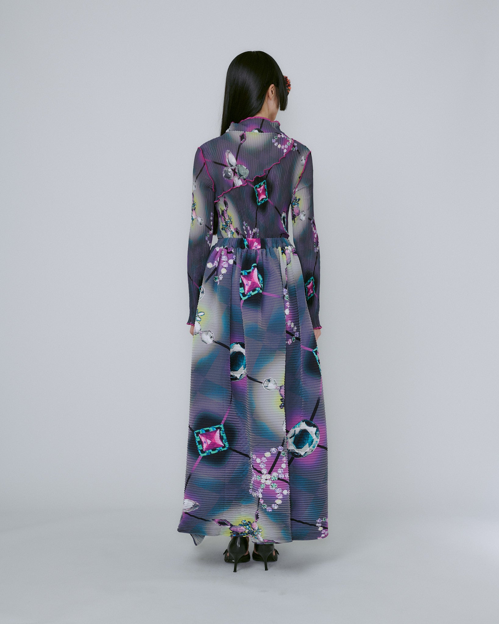 Handpleated Gaia Skirt in Dark Raisa