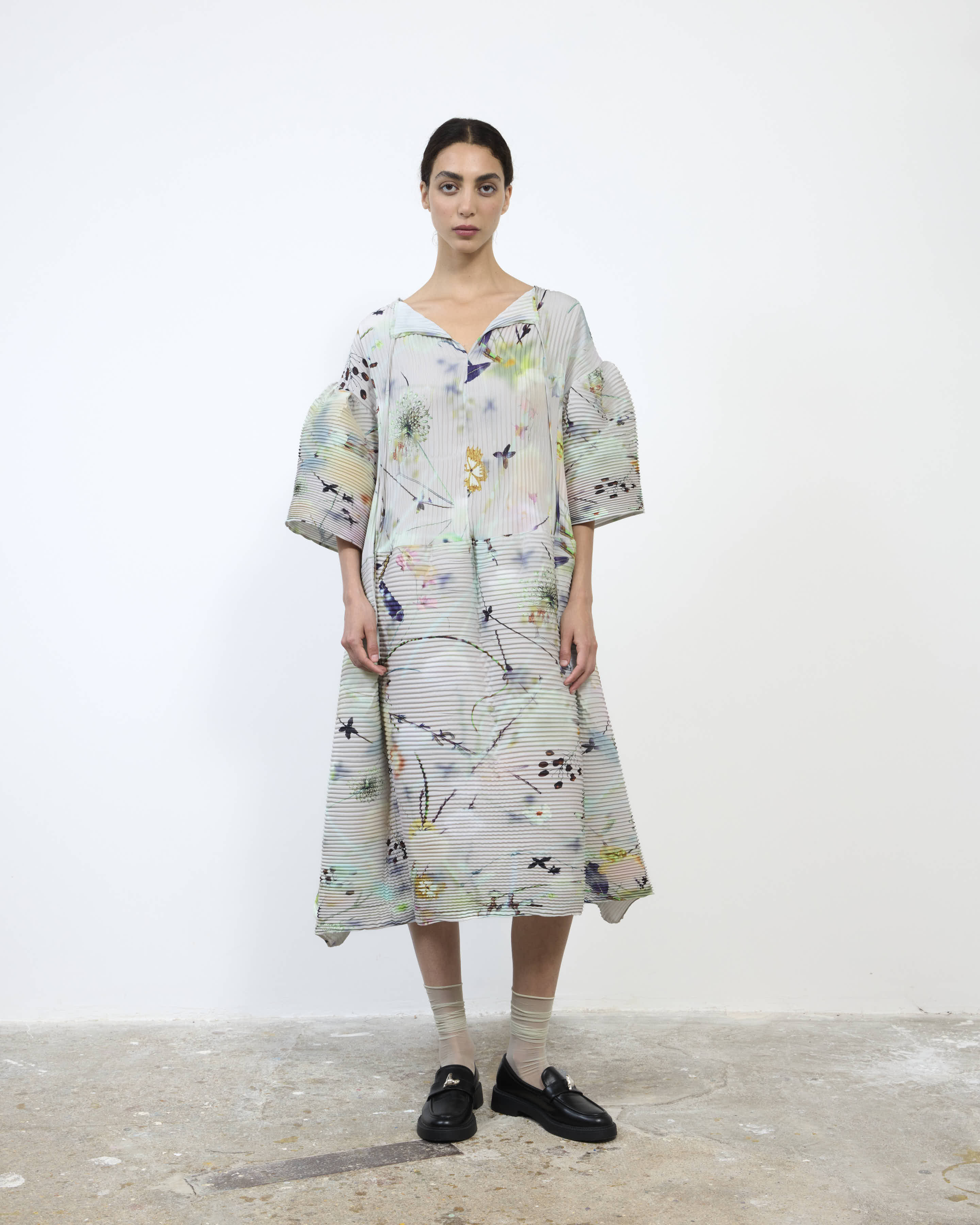 HANDPLEATED THEKLA DRESS IN FRANCES