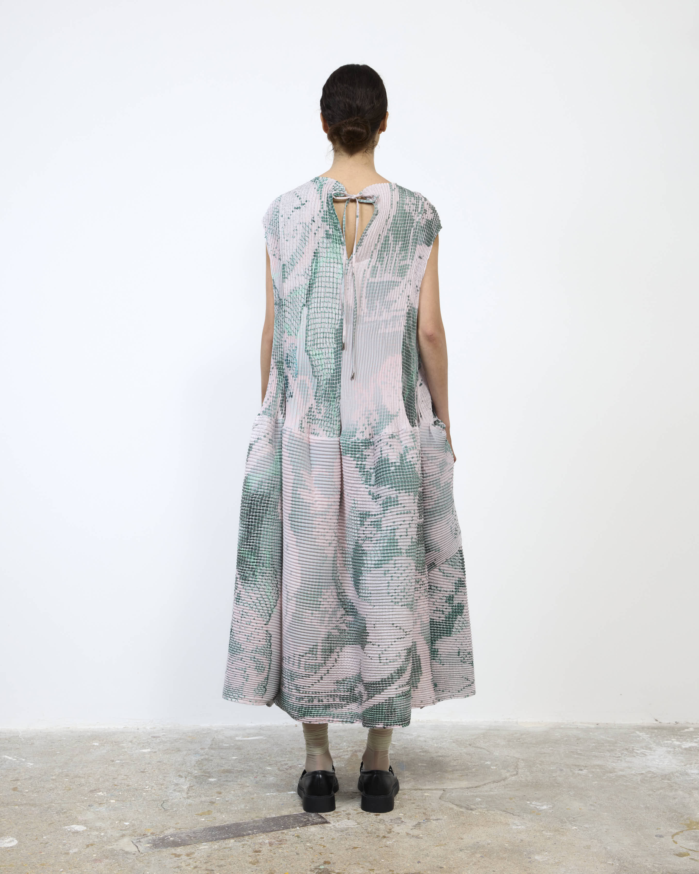 HANDPLEATED MAYA DRESS IN SERAPHIN