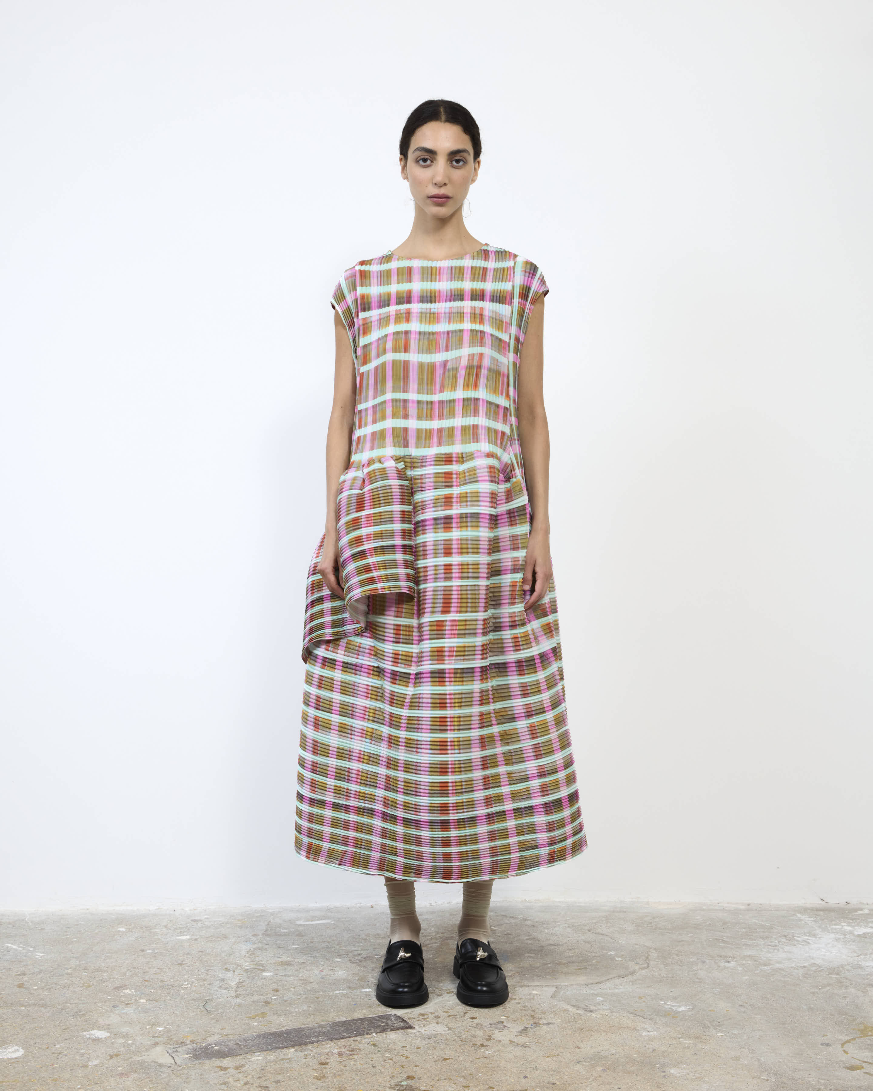 HANDPLEATED MAYA DRESS IN TAREK
