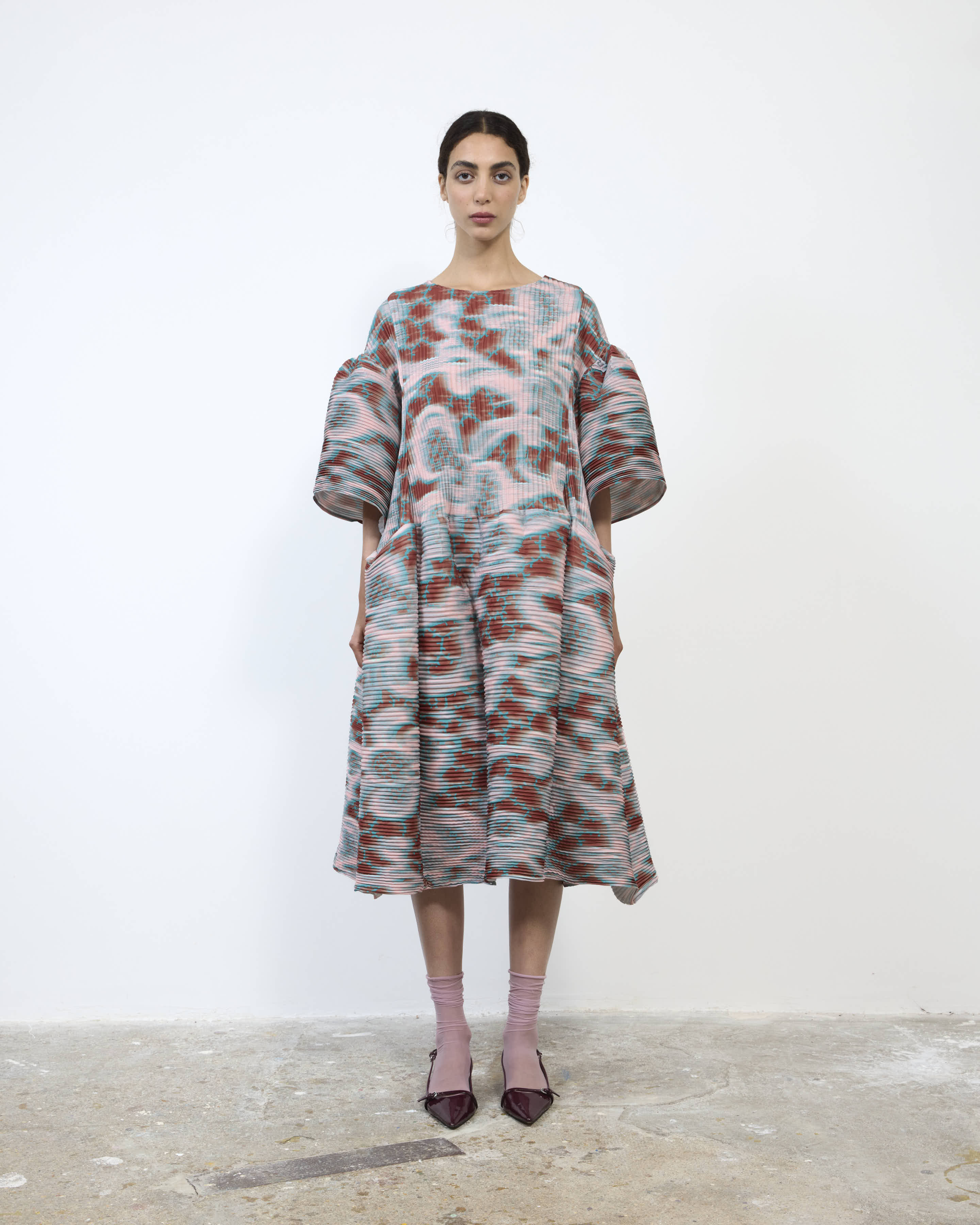 HANDPLEATED THEKLA DRESS IN GALLIA