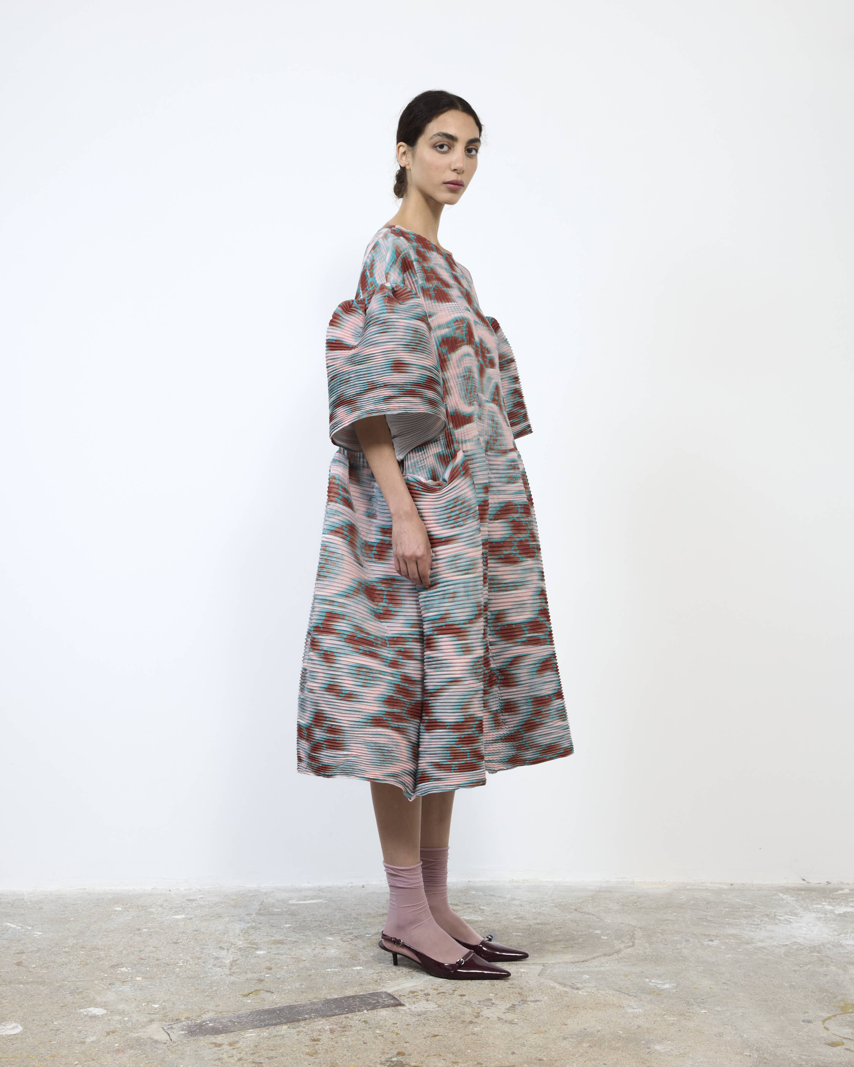 HANDPLEATED THEKLA DRESS IN GALLIA