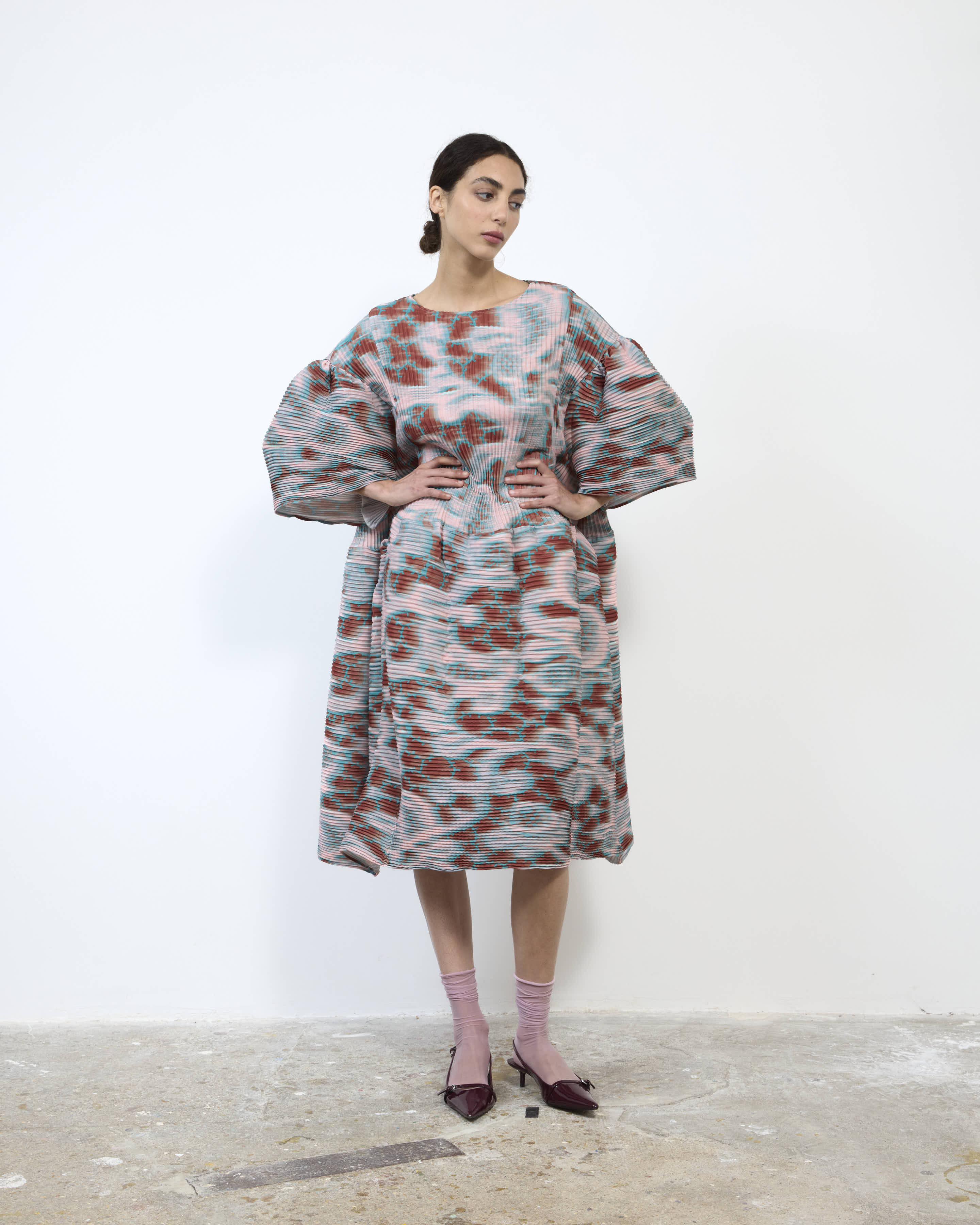 HANDPLEATED THEKLA DRESS IN GALLIA