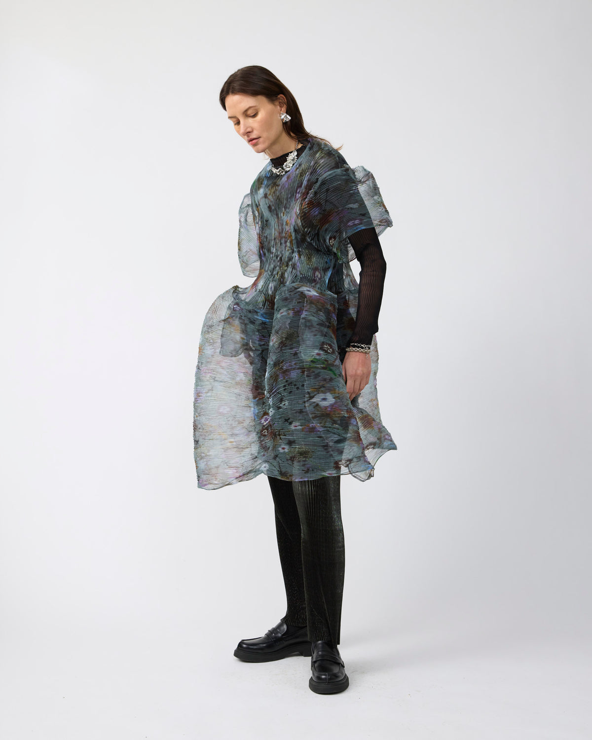 Thekla Handpleated Dress in Transparent Frances
