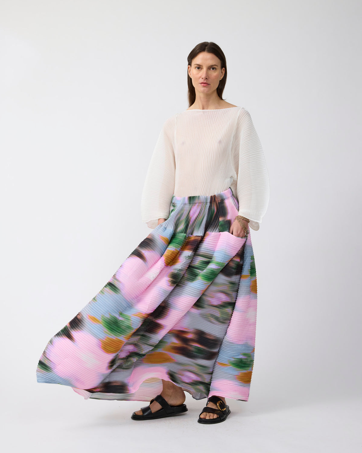 Kenza Handpleated Skirt in Maris