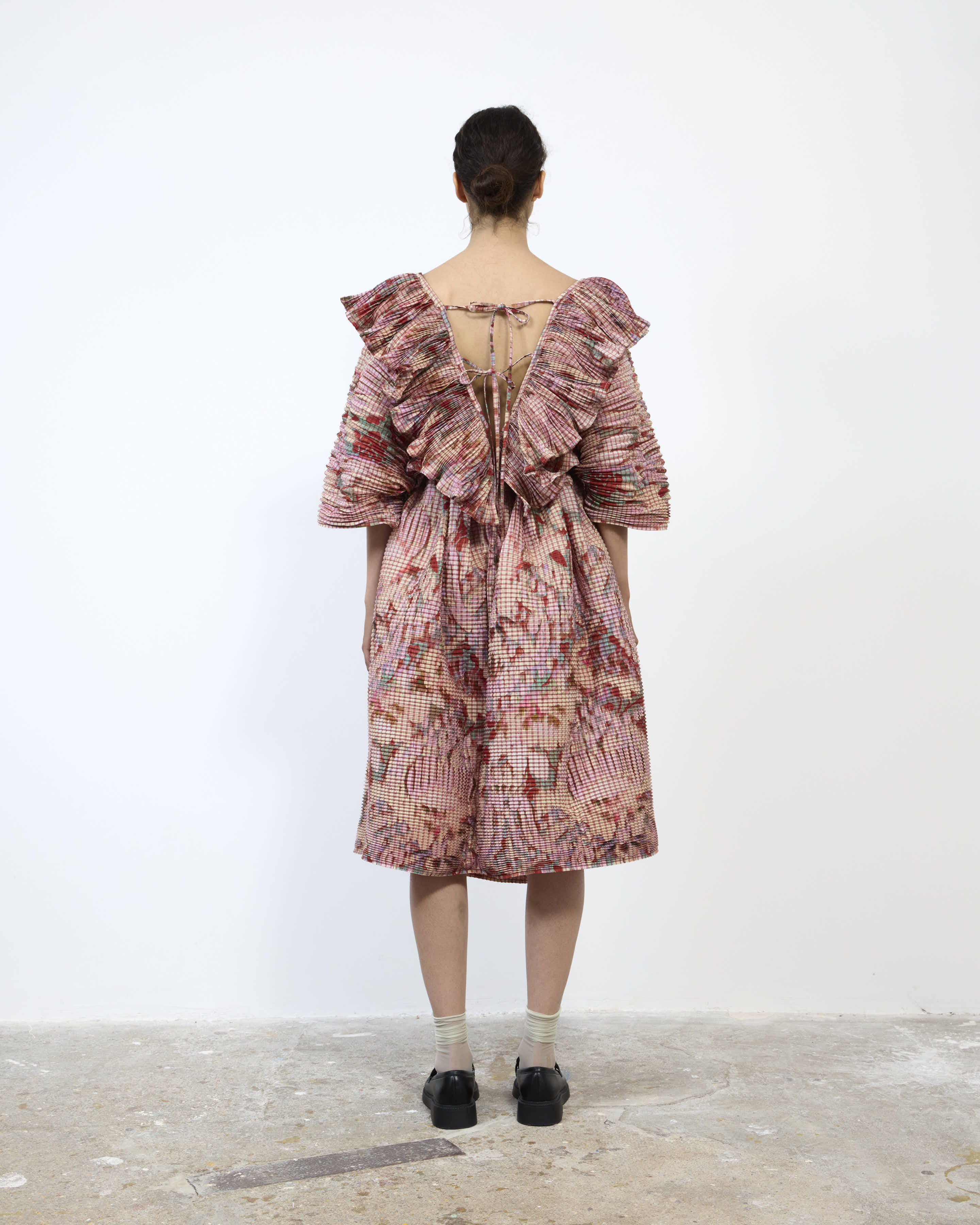 HANDPLEATED NIKA DRESS IN JIM