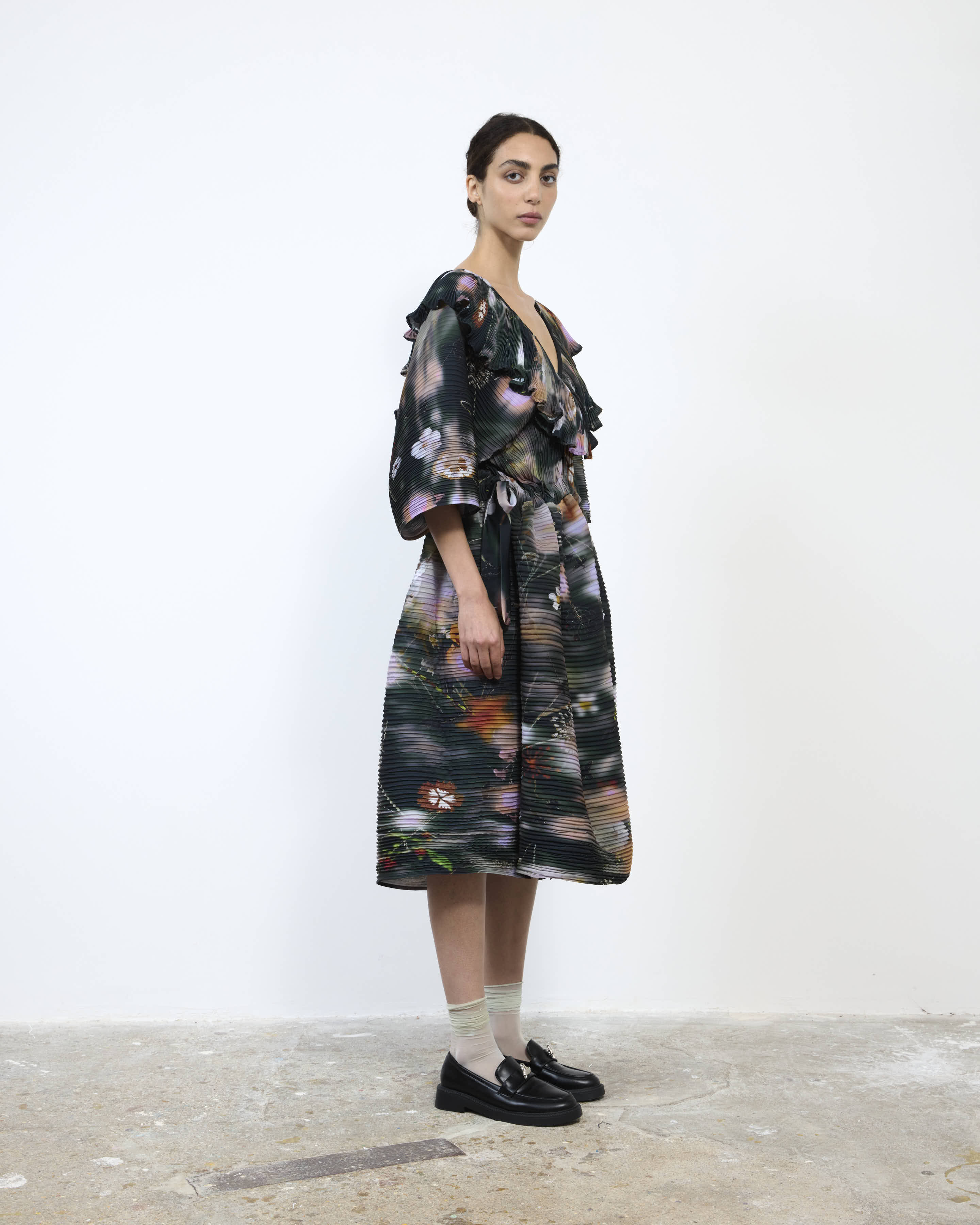 HANDPLEATED NIKA DRESS IN FRANCES