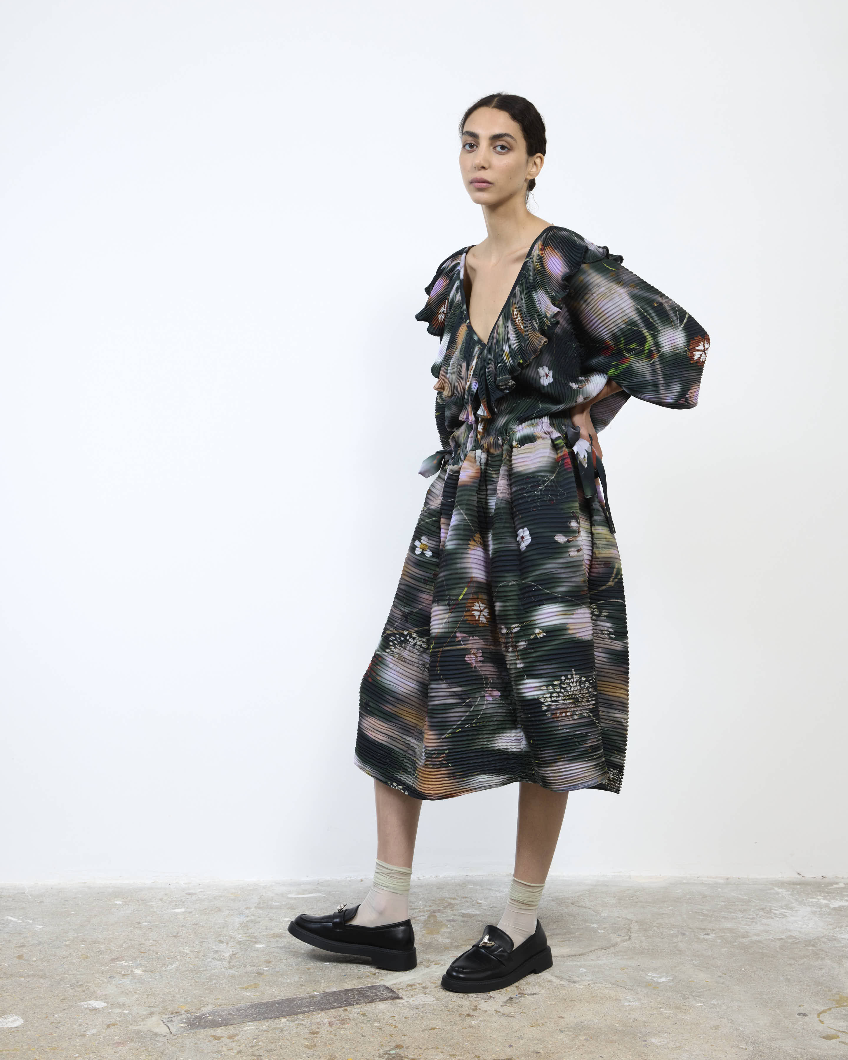 HANDPLEATED NIKA DRESS IN FRANCES
