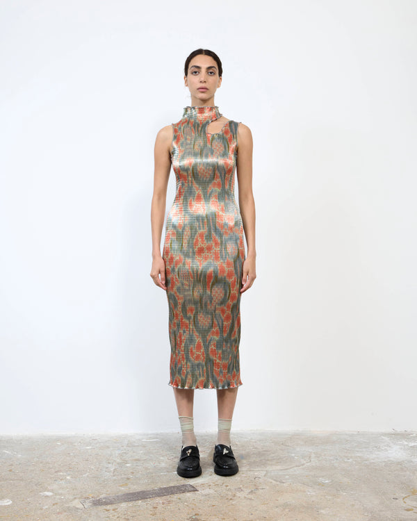 TITO SMOCKED DRESS IN METALLIC GALLIA