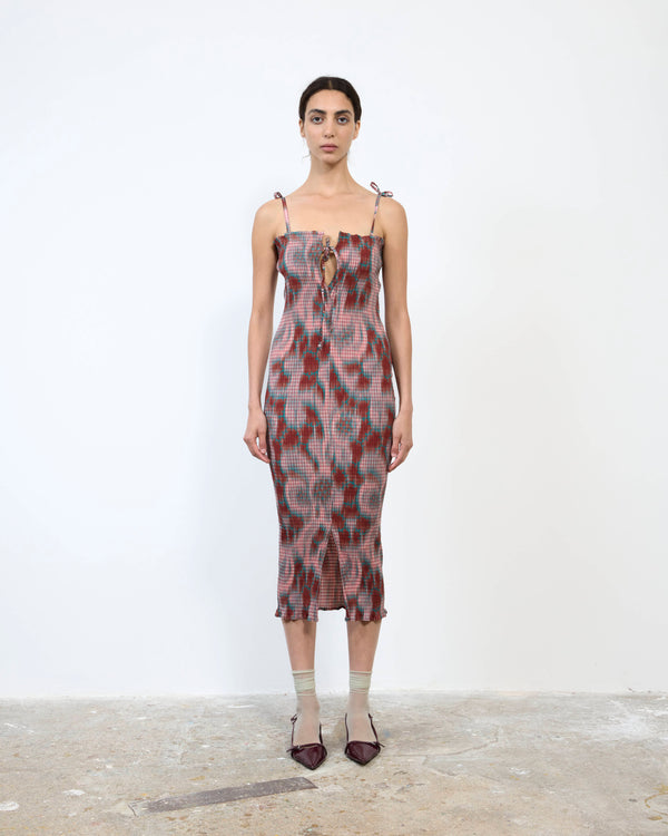 LENI REVERSIBLE SMOCKED DRESS IN GALLIA