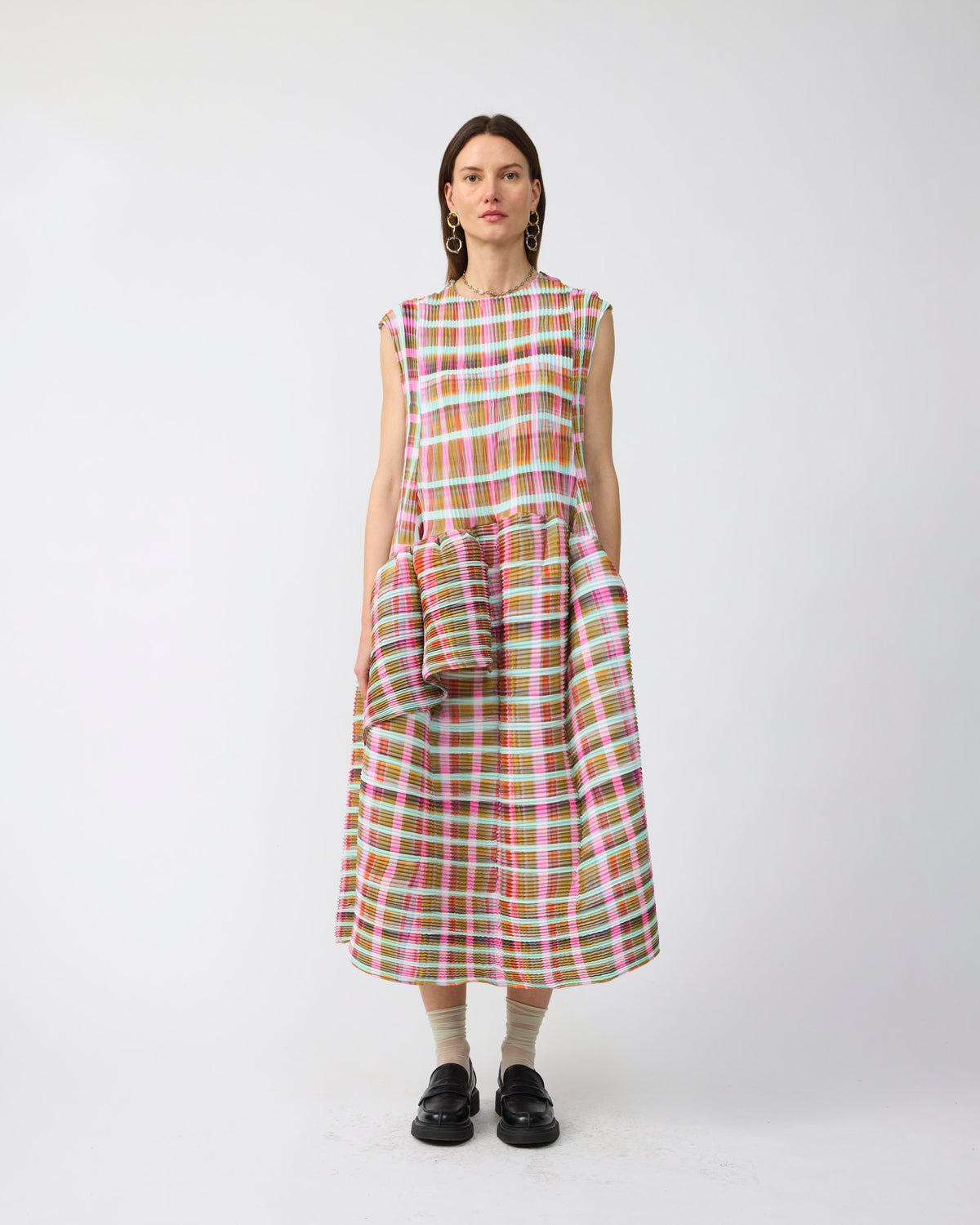 Maya Handpleated Dress in Tarek