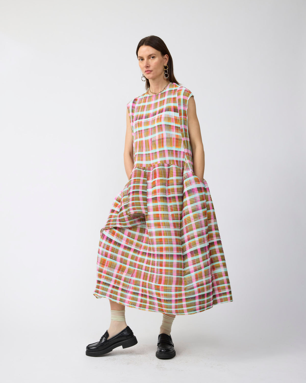 Maya Handpleated Dress in Tarek