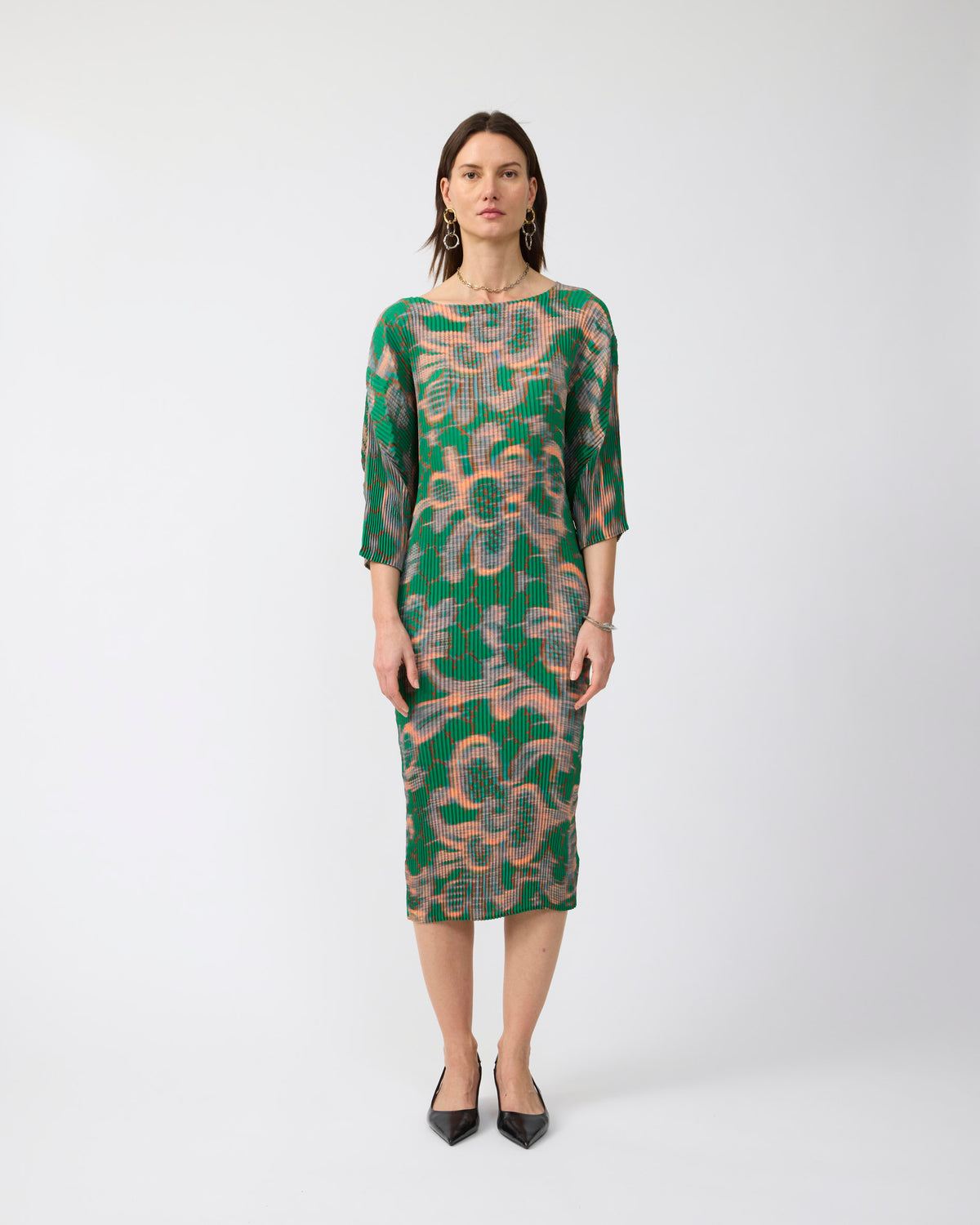 Leila Pleated Dress in Gallia
