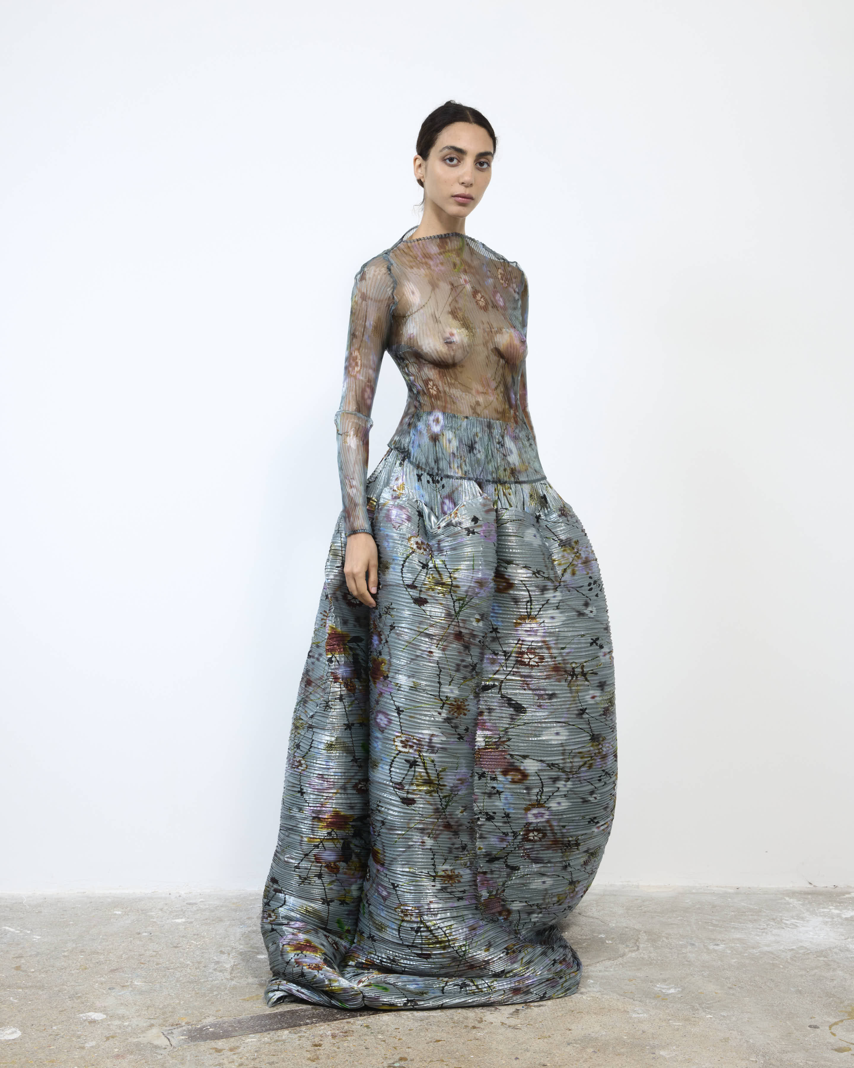 LEE PLEATED TOP IN TRANSPARENT FRANCES