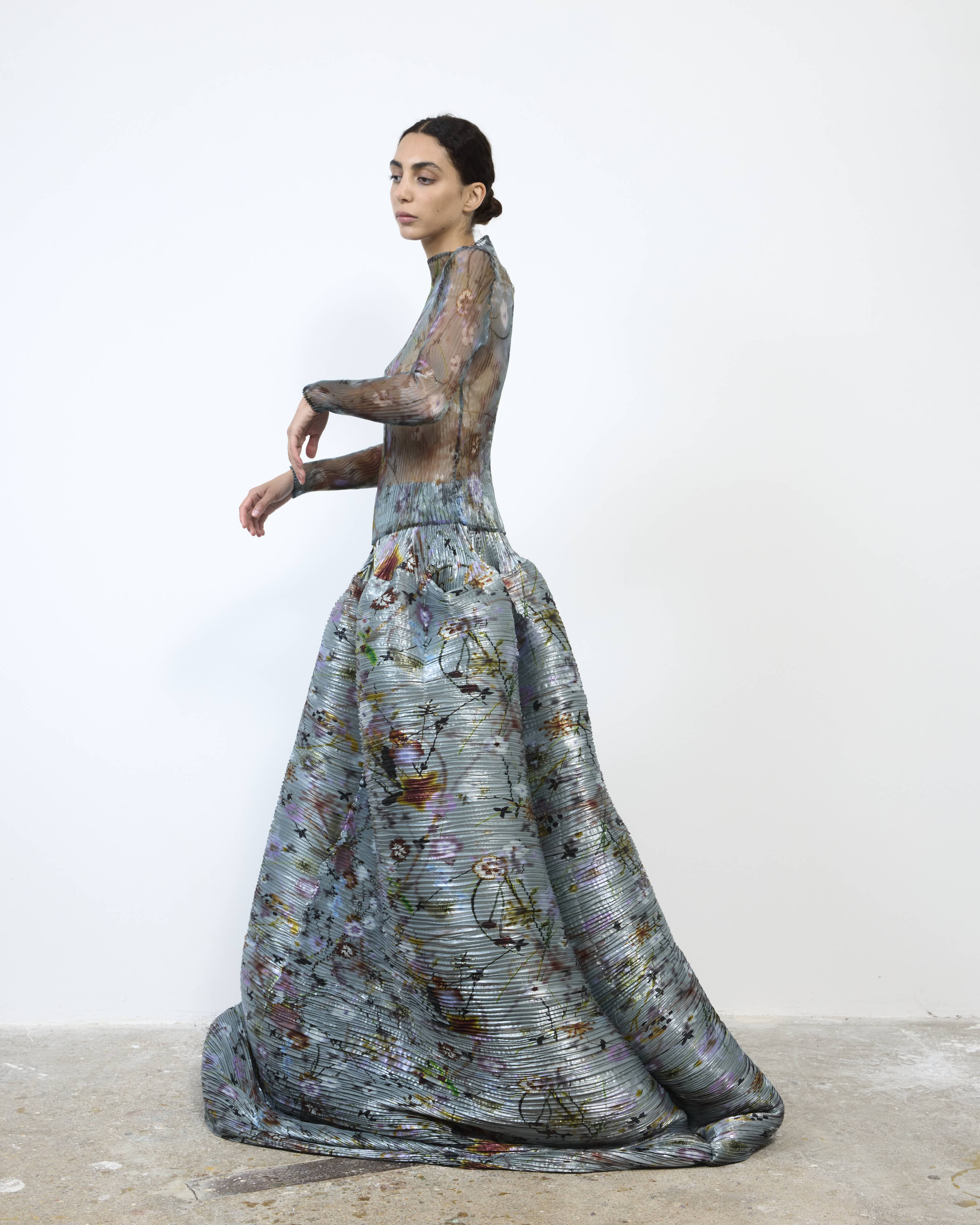 LEE PLEATED TOP IN TRANSPARENT FRANCES