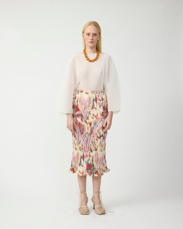 Rana Handpleated Top in White