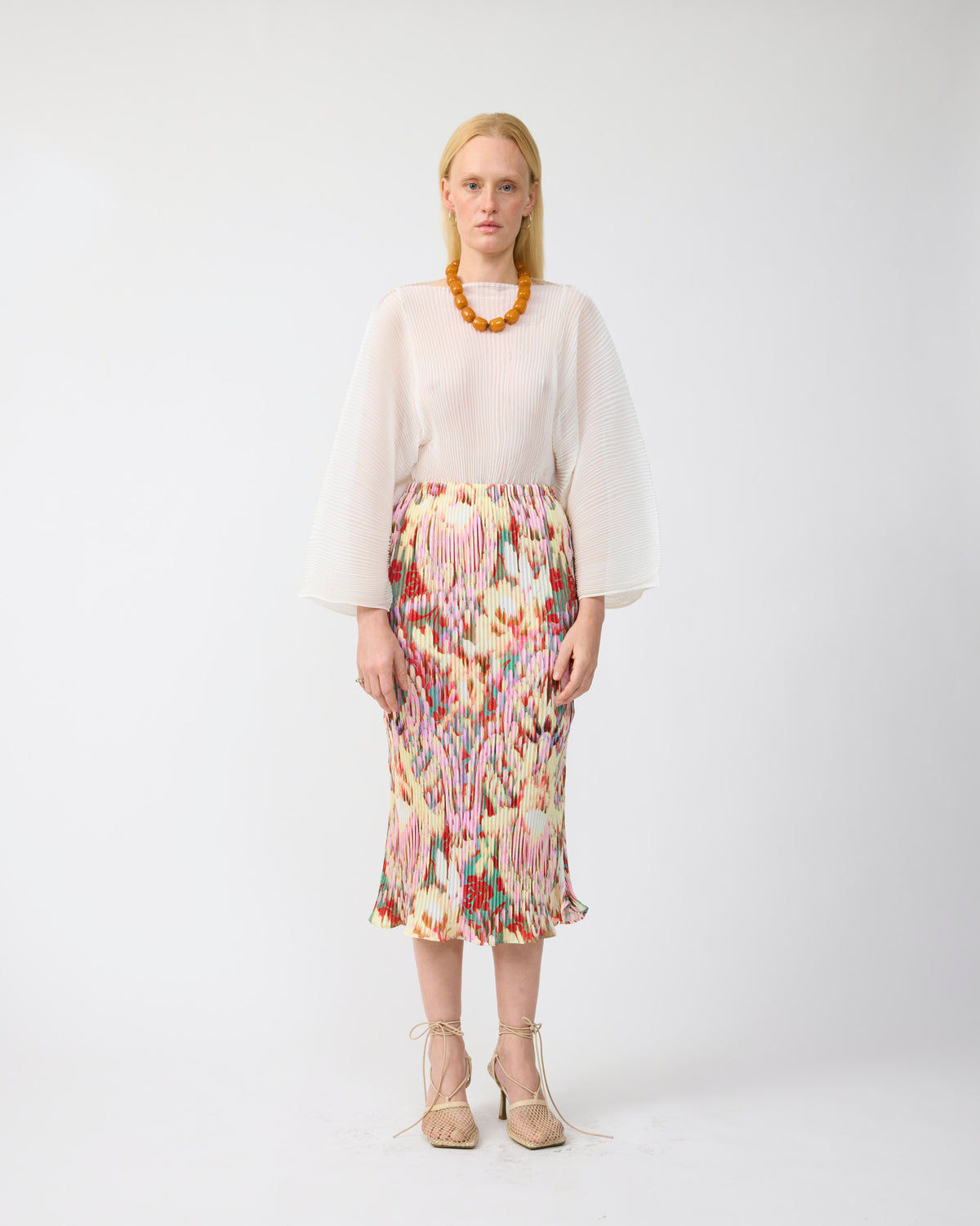 Rana Handpleated Top in White