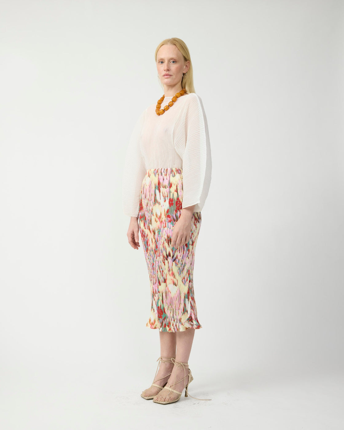 Rana Handpleated Top in White