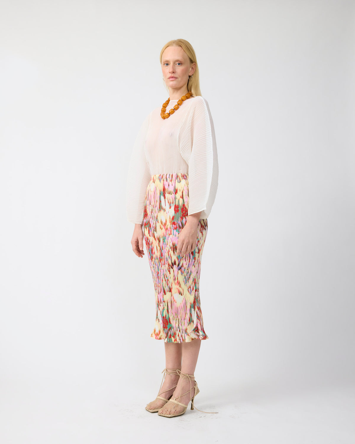 Rana Handpleated Top in White