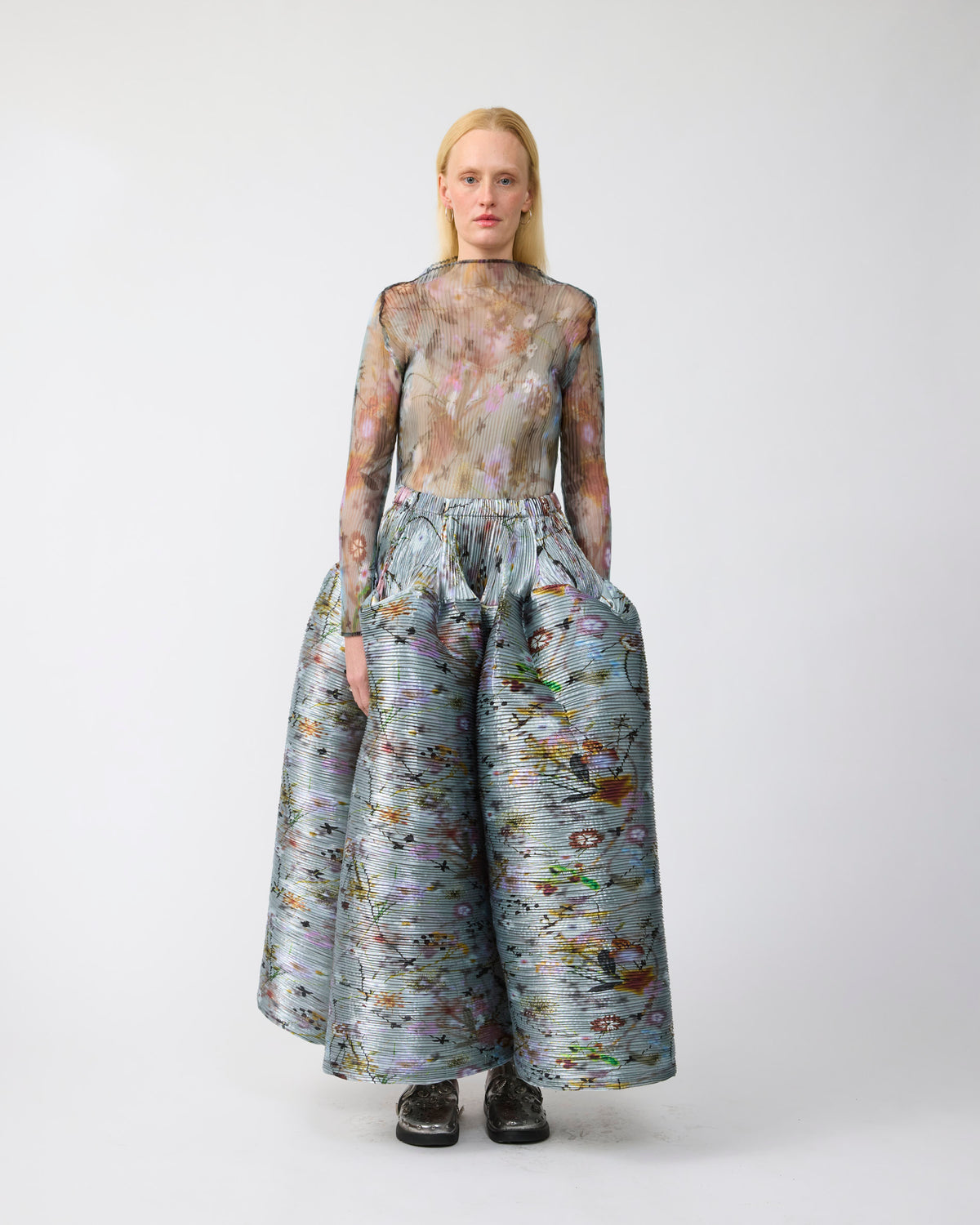 Lee Pleated Top in Transparent Frances