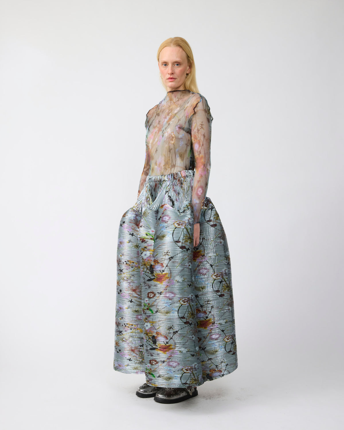 Lee Pleated Top in Transparent Frances
