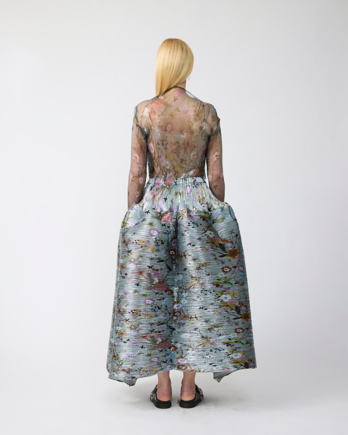 Lee Pleated Top in Transparent Frances