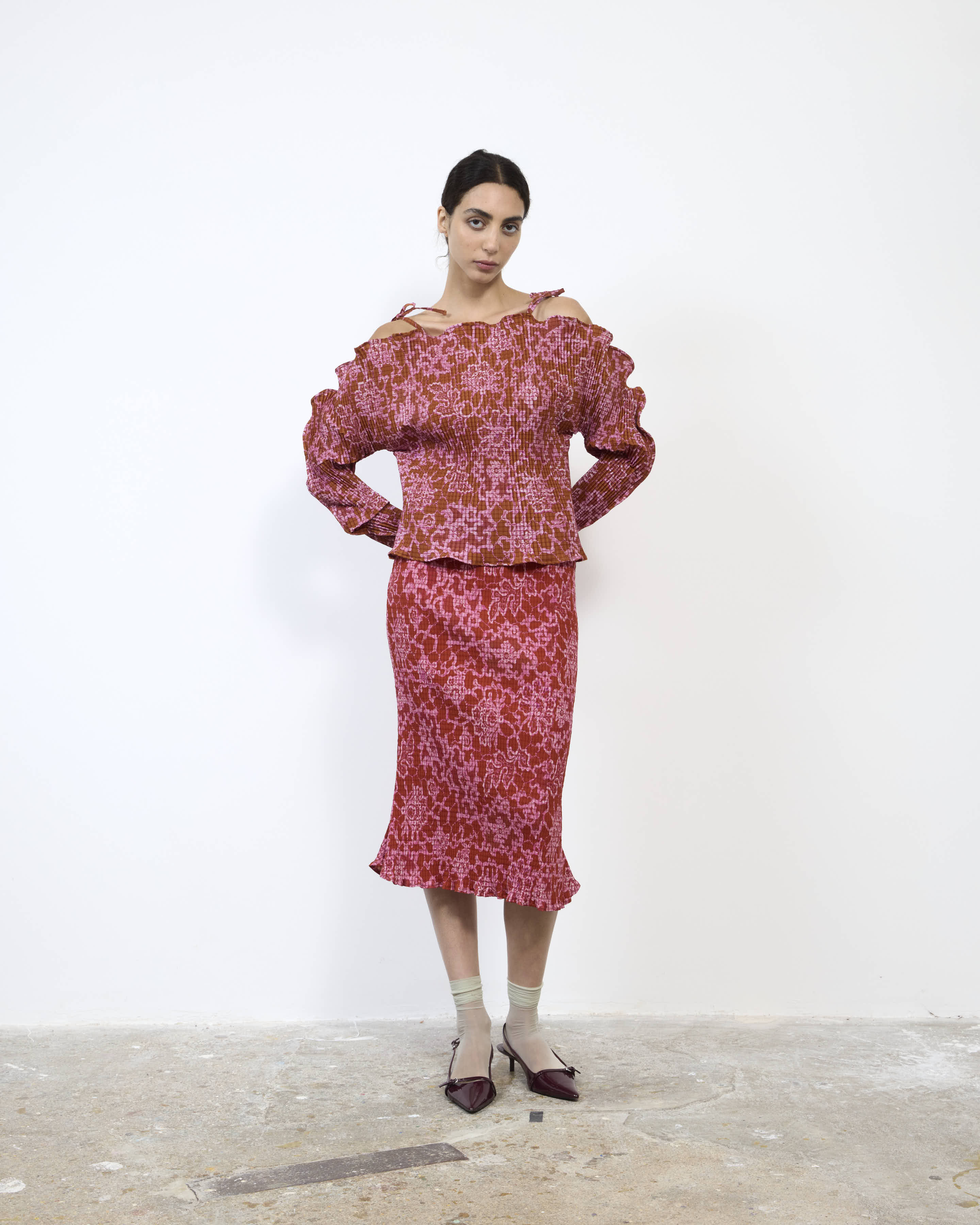 JIL PLEATED TOP IN SANSA