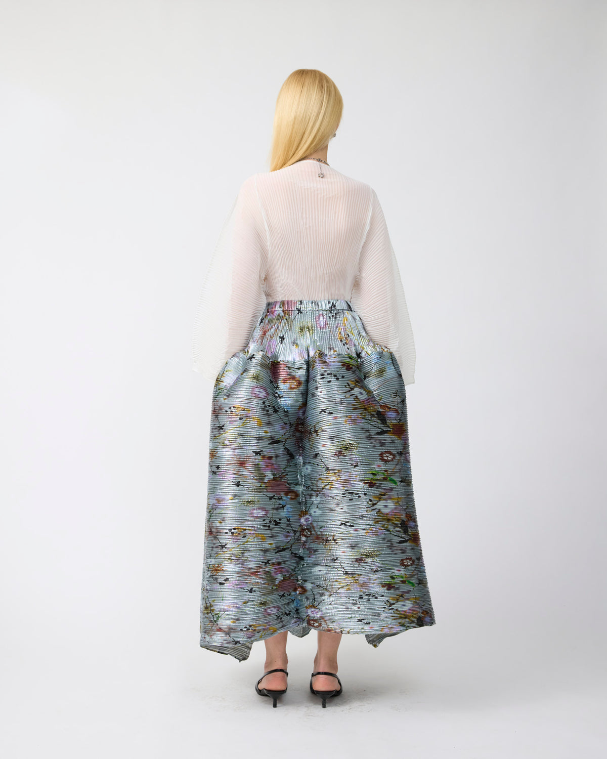 Kenza Handpleated Skirt in Metallic Frances - Couture Length