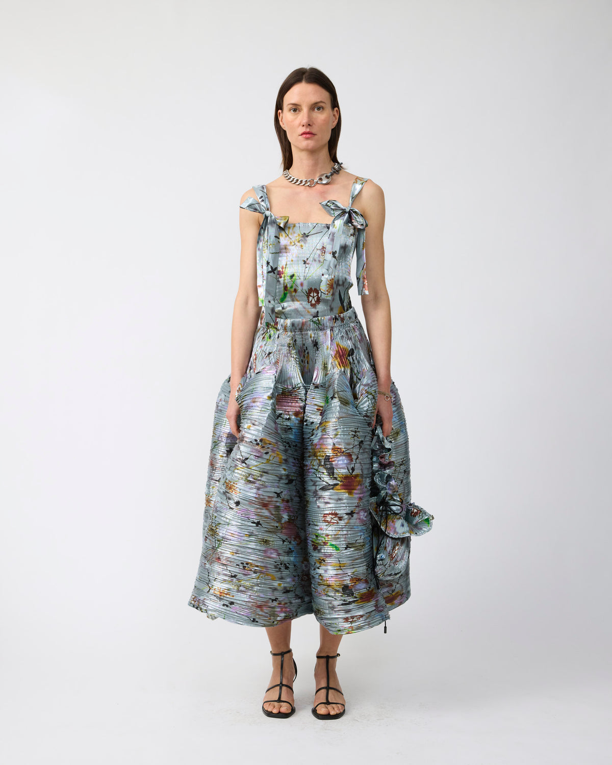 Kenza Handpleated Skirt in Metallic Frances