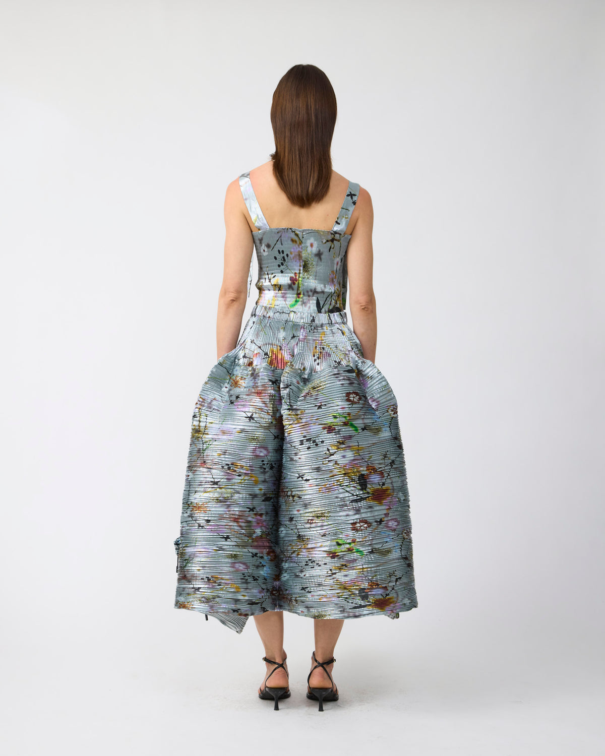 Kenza Handpleated Skirt in Metallic Frances