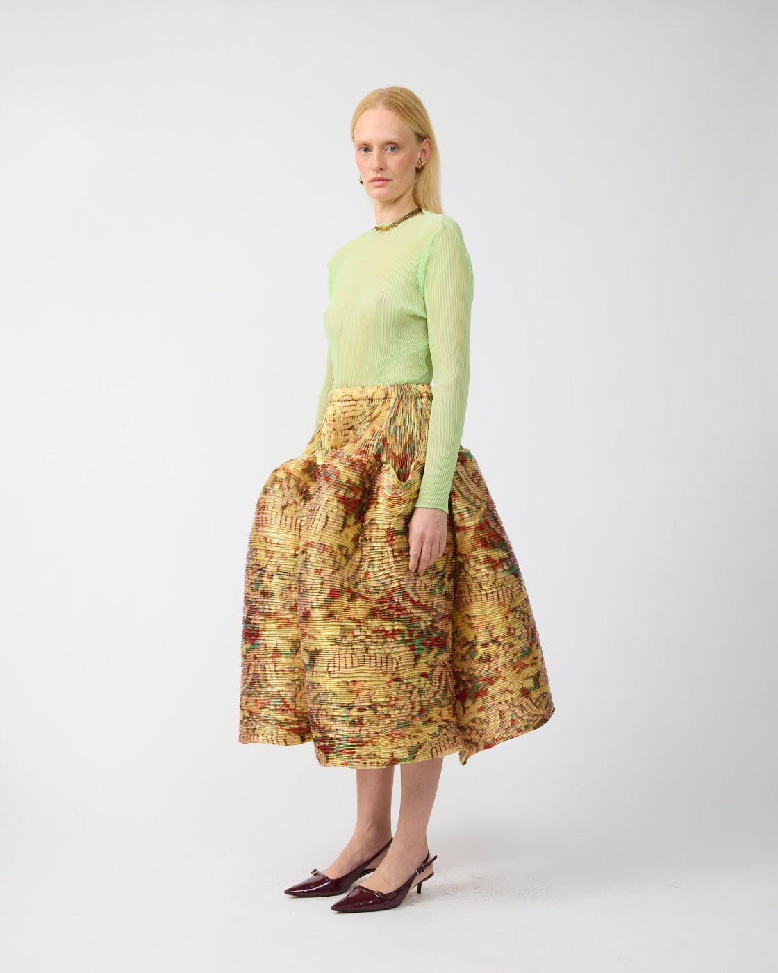 Kenza Handpleated Skirt in Iridescent Jim