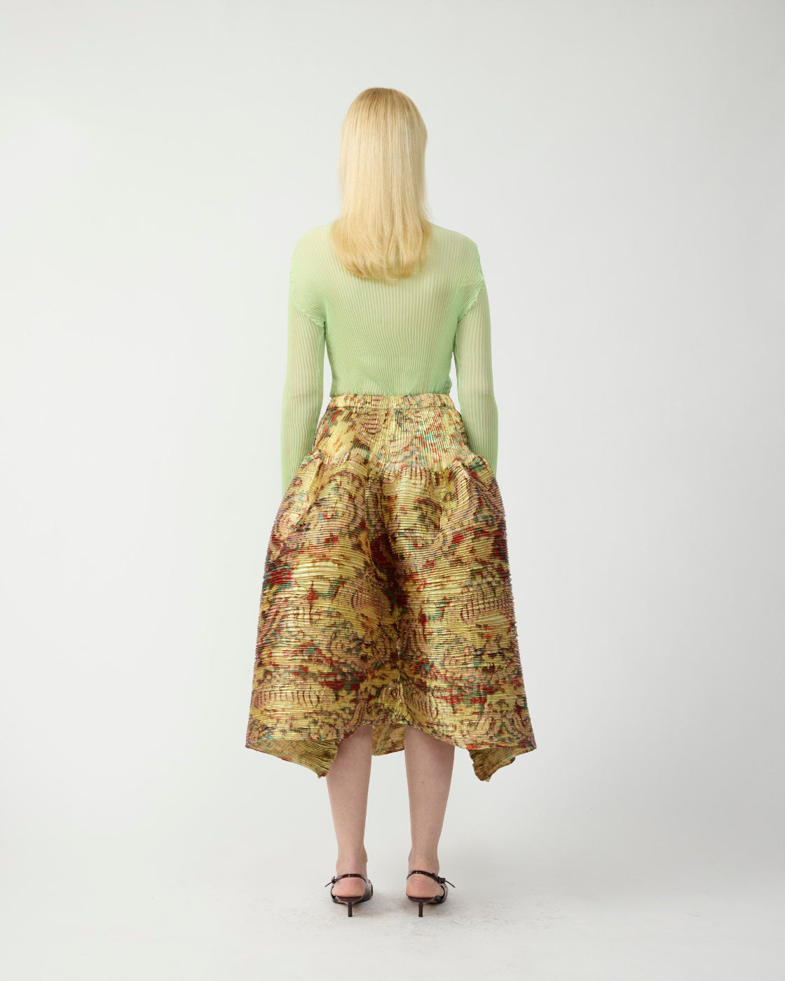 Lee Pleated Top in Lime Green