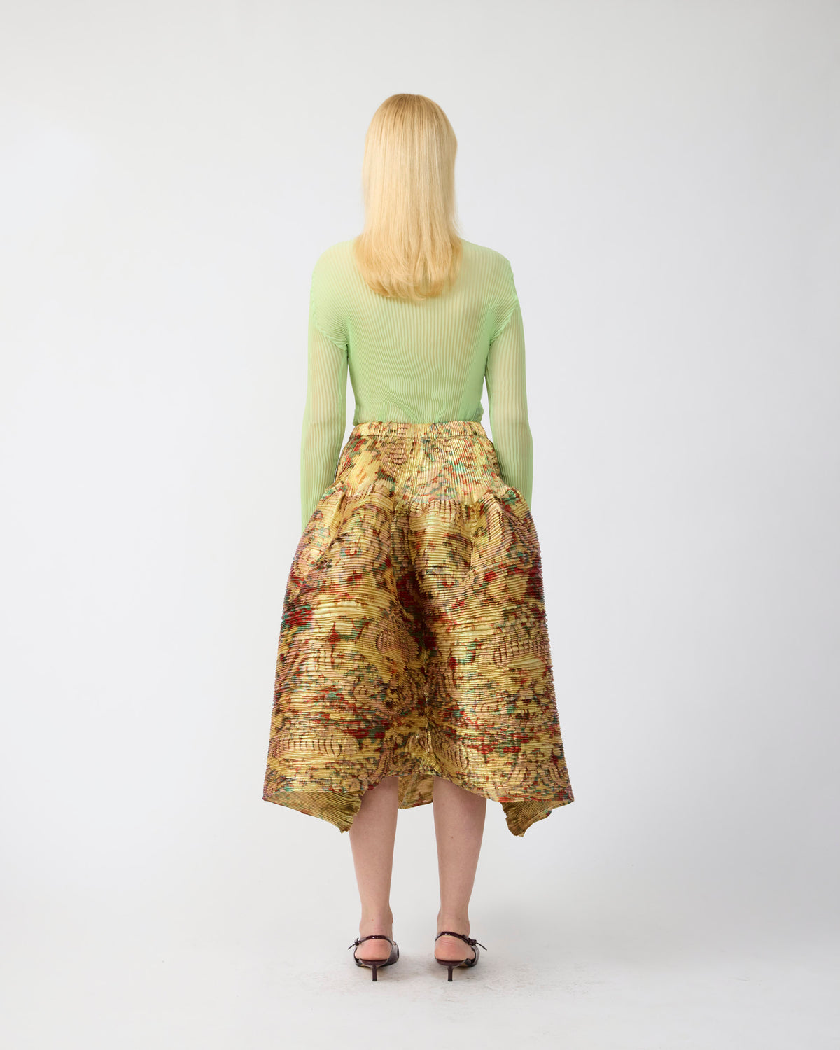 Lee Pleated Top in Lime Green