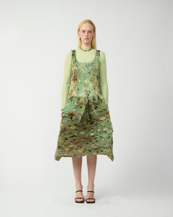 Moon Pleated Dress in Iridescent Frances