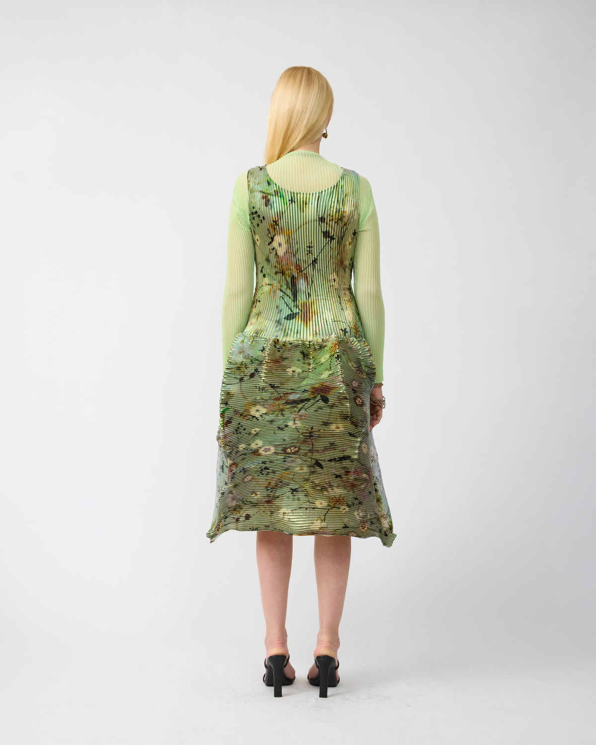 Moon Pleated Dress in Iridescent Frances
