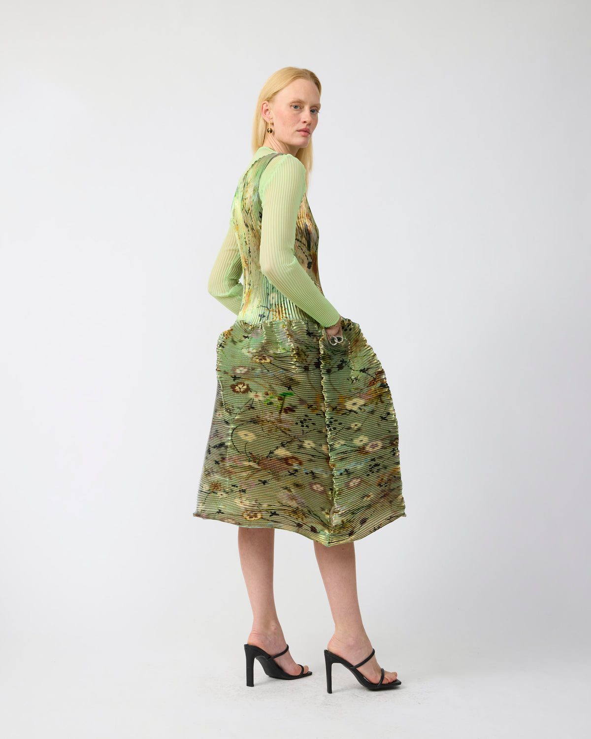 Moon Pleated Dress in Iridescent Frances