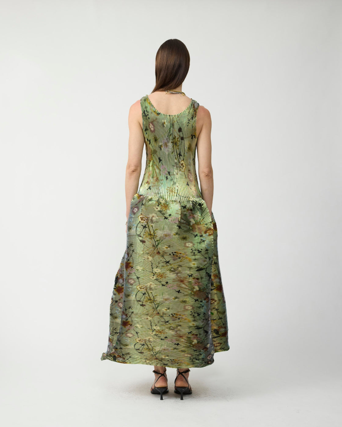 Moon Pleated Dress in Iridescent Frances - Couture Length