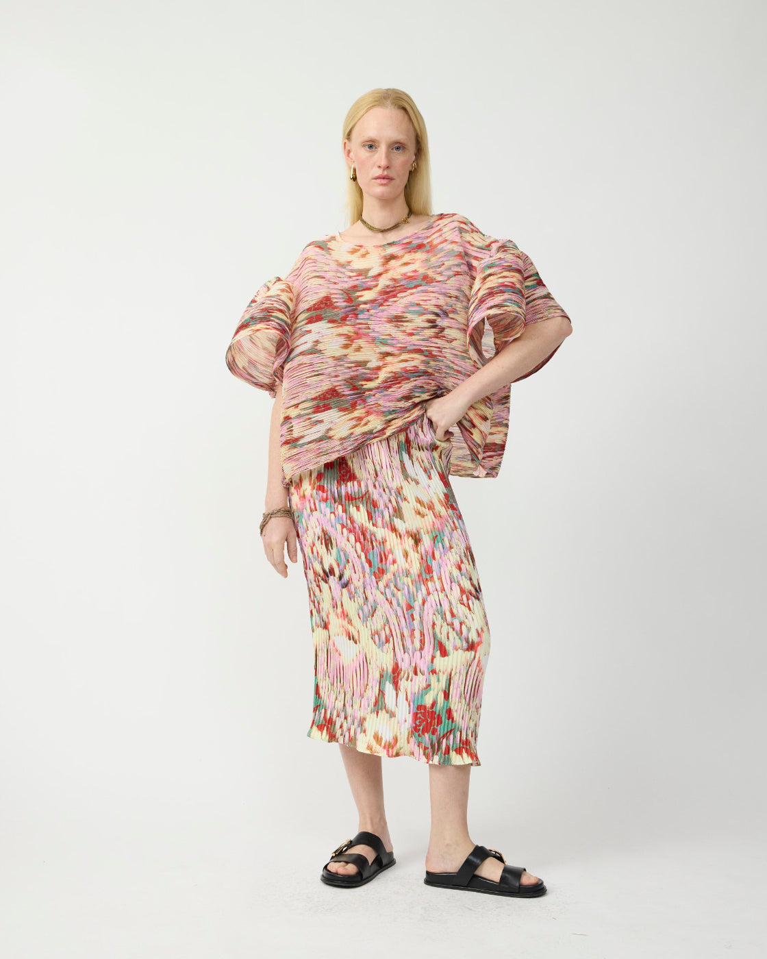 Robin Handpleated Top in Jim