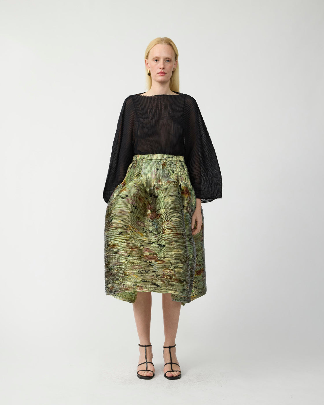 Kenza Handpleated Skirt in Iridescent Frances