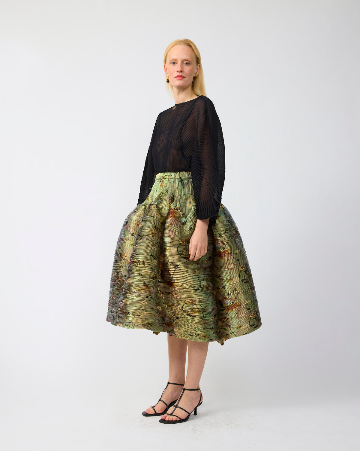 Kenza Handpleated Skirt in Iridescent Frances